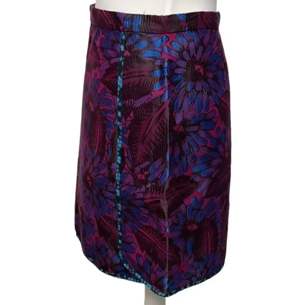 J. Crew Floral Jacquard Mini Skirt‎ Size 4 Purple Midnight Embroidered NWT